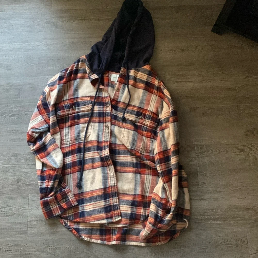 American eagle flannel hoodie size S - Picture 1 of 5